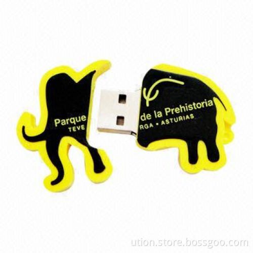 Elephants-shaped PVC USB Flash Drive with 1 to 64GB Memory Capacity and USB2.0 Interface